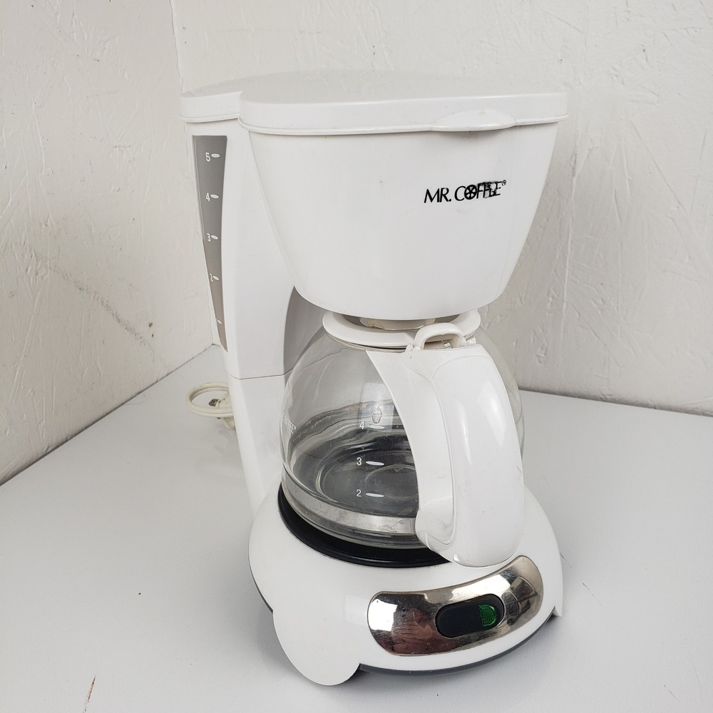 Mr. Coffee TF6 5-Cup Drip Coffee Maker White with Glass Carafe 650W Compact